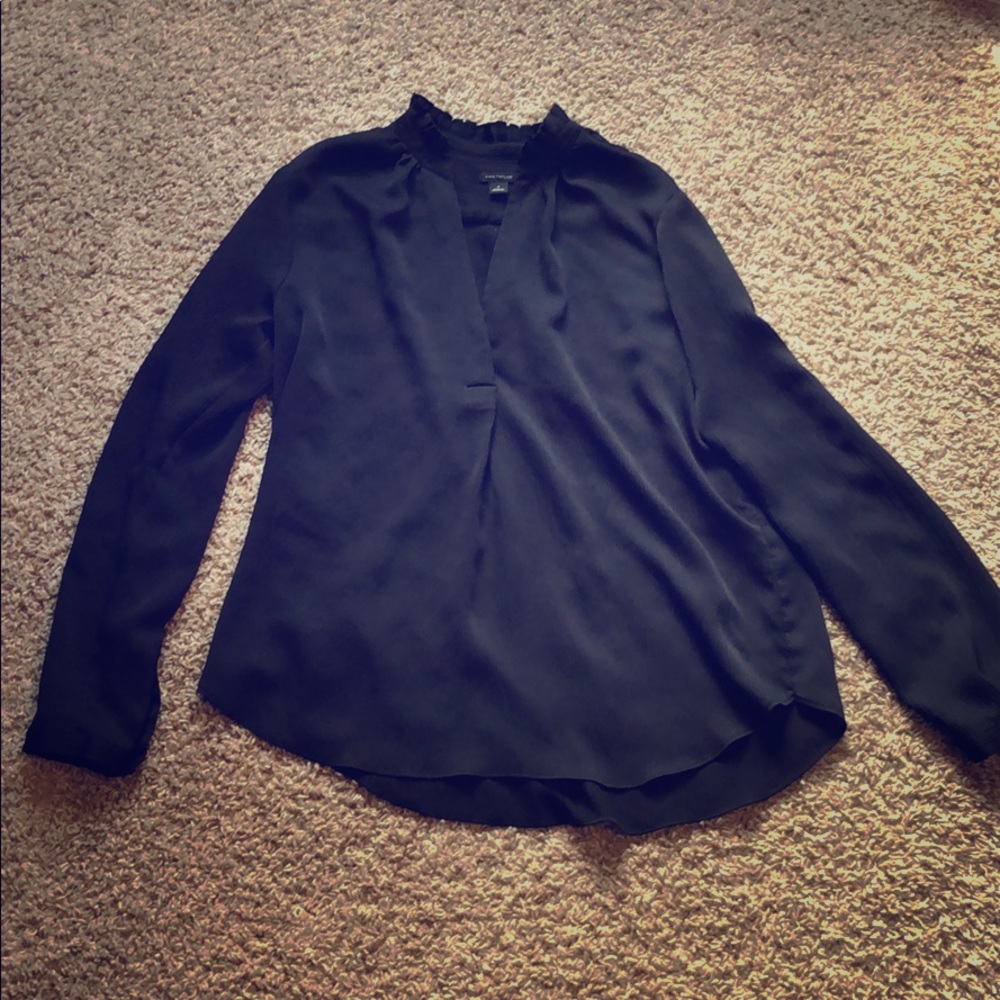 Black sheer long sleeve Ann Taylor blouse